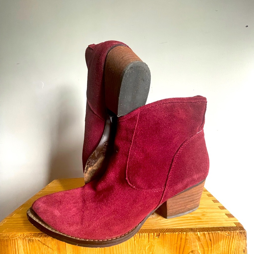 Chinese Laundry Red /Crimson Velvet Booties
